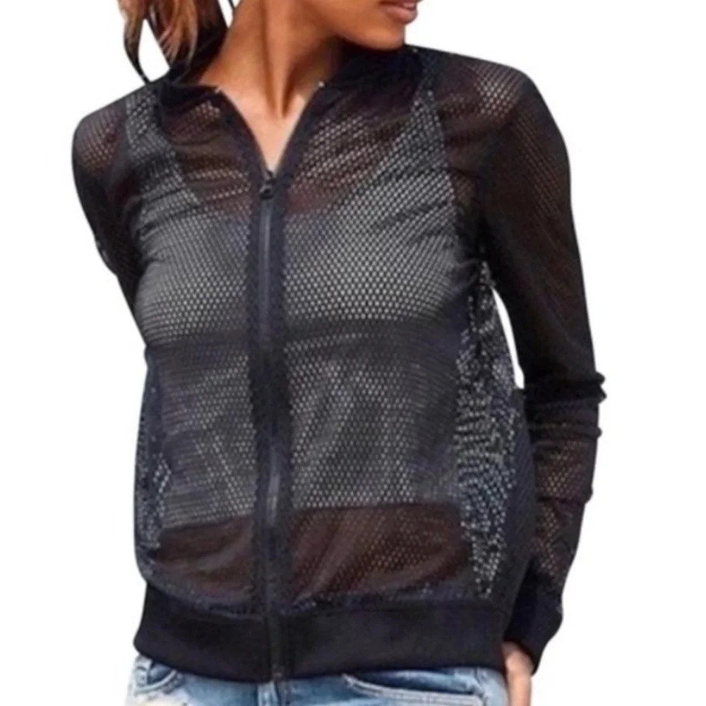 NEW Victoria's Secret Sport Black Fishnet Jacket Large‎